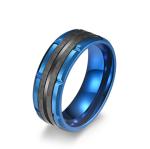 High Polishing Mens Stainless Steel Fashion Rings Epoxy Jewelry Carbon Fiber