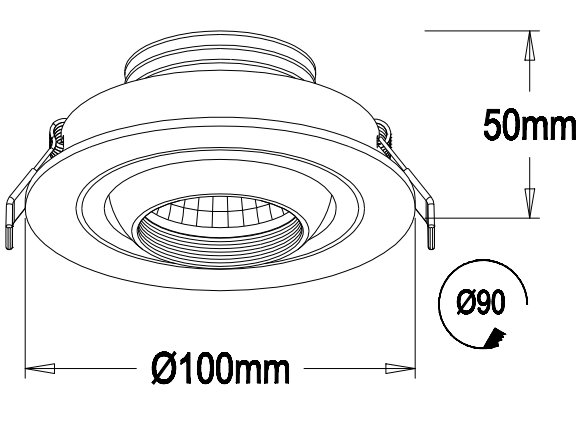 convex powder-coated 360 degree rotating COB LED downlight with Australia wire plug