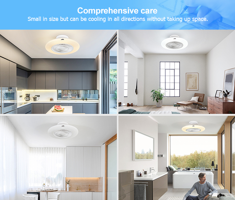 Modern Design 22-inch LED Ceiling Fan with Starry Lampshade and Dimmable Light White