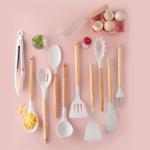 Kitchen Cooking Tool Set Food Grade Silicone Wooden Spoon Set for Customer