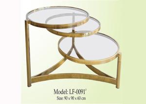 Quality Living Room 90*90CM 40KGS Round Glass Coffee Table wholesale