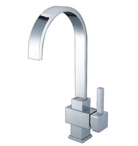 Quality Contemporary Solid Brass Kitchen Sink Water Faucet with Square Single Handle wholesale