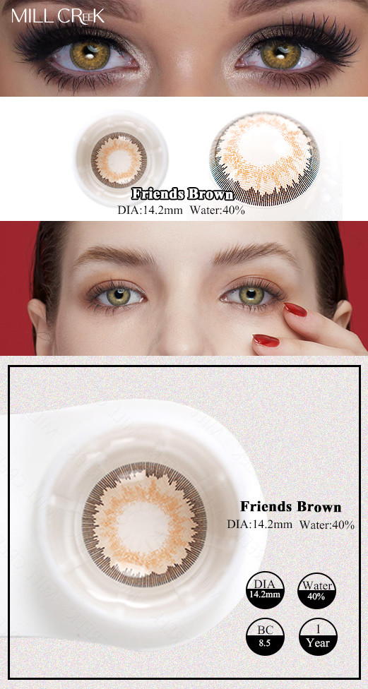 Customized 14mm Natural Brown Colored Contacts Lenses For Cosplay