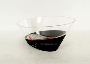 Quality Engraving Logo Black Clear Storage Display Acrylic Oval Ice Bucket with stand wholesale