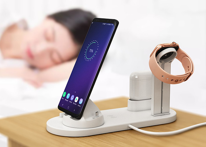 Distance 9mm 3 In 1 QI Wireless Charger For Phone IWatch AirPods