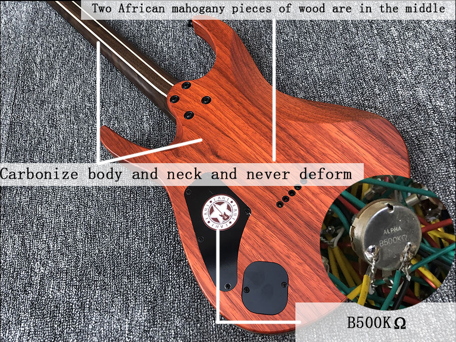 Custom Earts Electric Guitar with African Mahogany Body Black Hardware