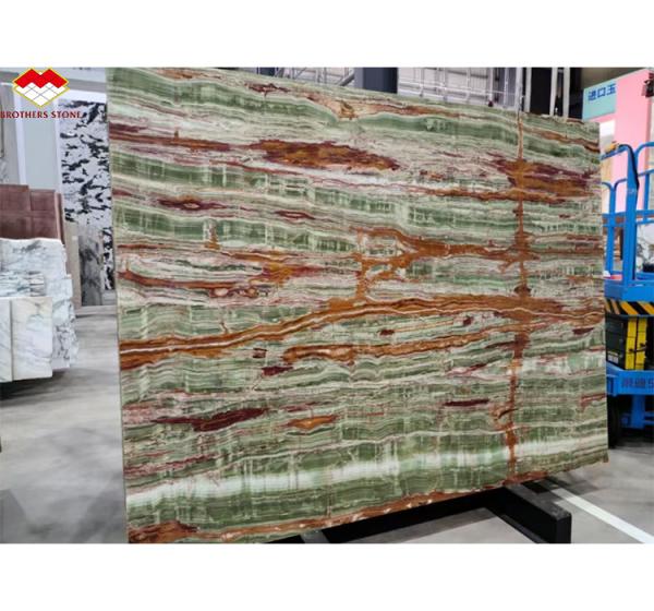 Polished Surface Finishing Pakistan Bamboo Onyx Marble Slabs for Table Modern