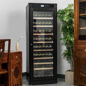 Quality Freestanding Refrigerator Touch Control Lockable Black Wood Wine Cooler Cabinet wholesale