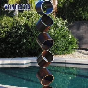 Quality Metal Decoration Cylindrical Corten Steel Garden Sculpture Carving 150cm wholesale