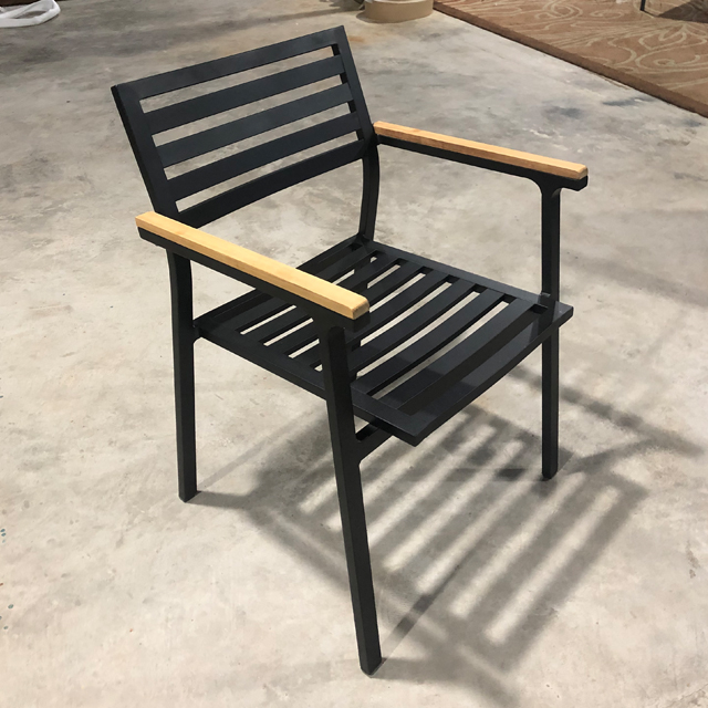 Garden Patio Teak Wood Outdoor Dining Chair with Adjustable Aluminum Frame and Height
