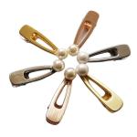 Gold small metal hair clips for thick hair clutcher Geometric pearl hair claw 5