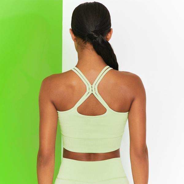 Seamless knitted back sexy yoga vest moisture wicking sports bra running fitness