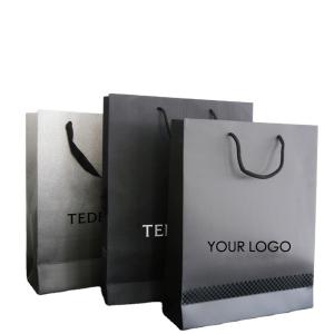 Quality PMS 300gsm CCNB Jewelry Packaging Paper Black Shopping Bags wholesale