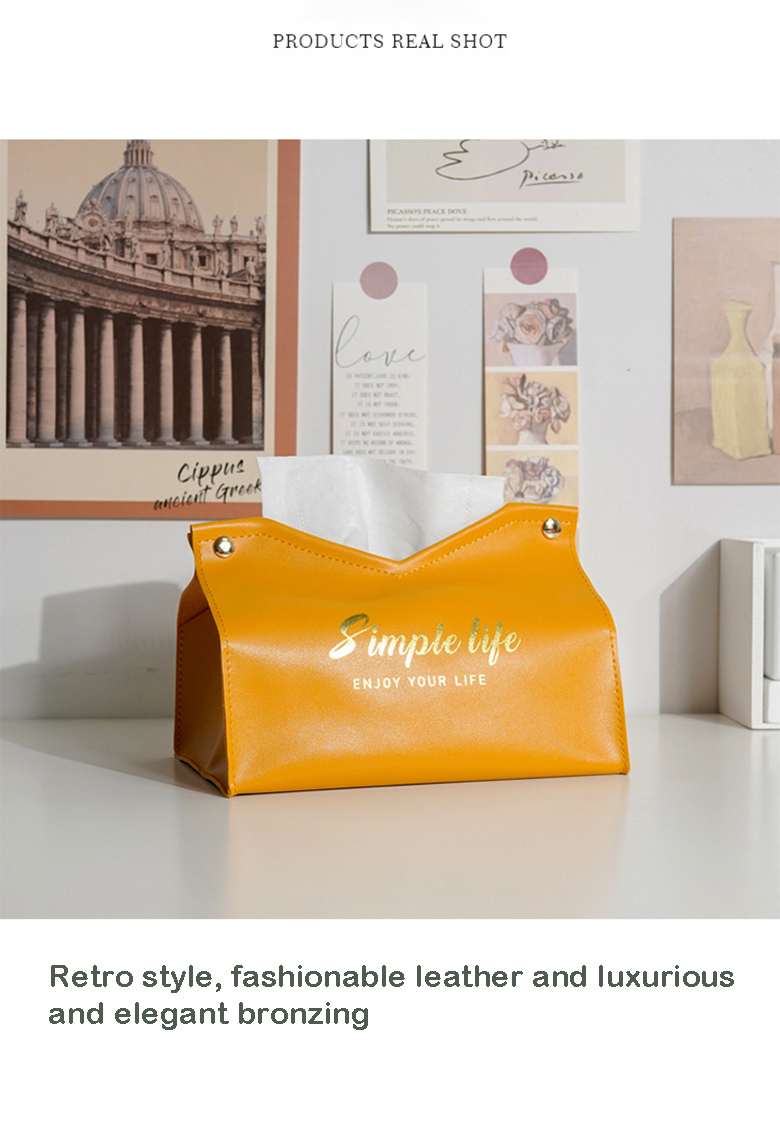 Retro Car Design Leather Square Tissue Box Holder for Reusable Toilet Paper and Decor