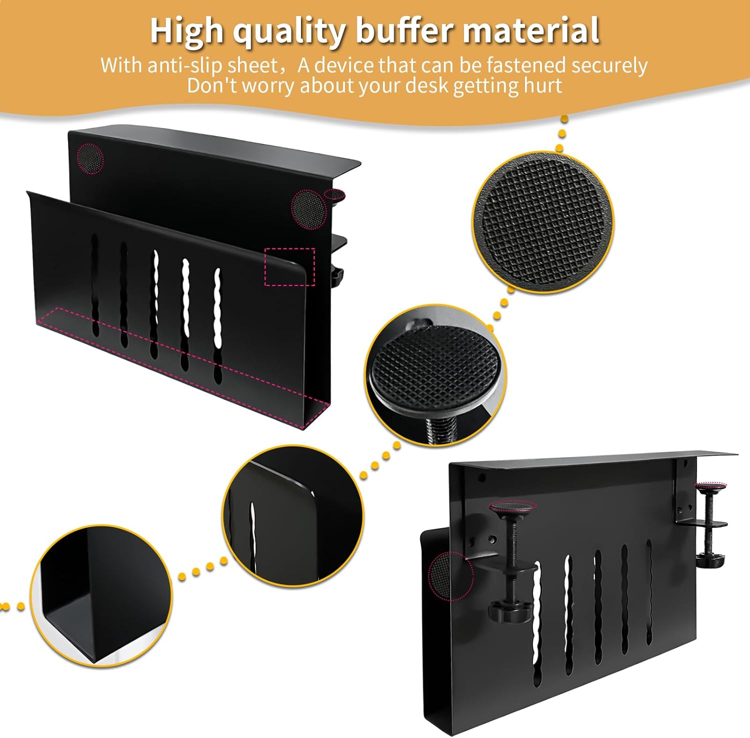 Customized Logo Print No Drill Hanging Clamp On Side Desk Organizer for File Storage