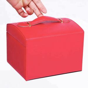 Quality Travel / Gift Red Leather Jewelry Box Durable With Mirror Multi Components wholesale