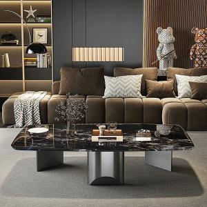 Quality Light Luxury Stainless Steel Living Room Square Marble Coffee Table wholesale