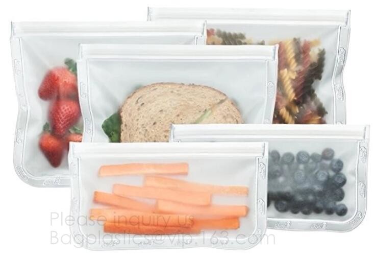 Reusable BPA Free Food Grade Preservation Storage Silicone Food Fresh Bag,Silicone Plastic Packaging Food Zip Silicon Fr