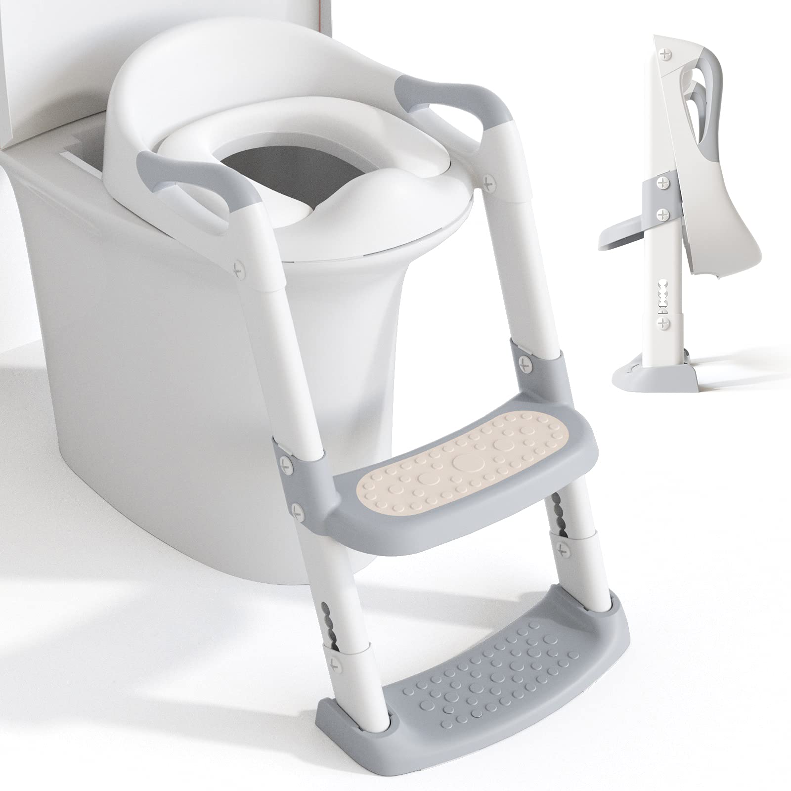 Grey/Blue/Red 3 In 1 Potty Training Seat With Step Stool Ladder Fits 1-10 Years Old