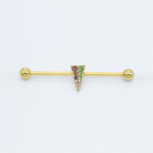 Quality 38mm Cool Industrial Piercing Jewelry Gold Colorful Crystal Gems Pyramid wholesale