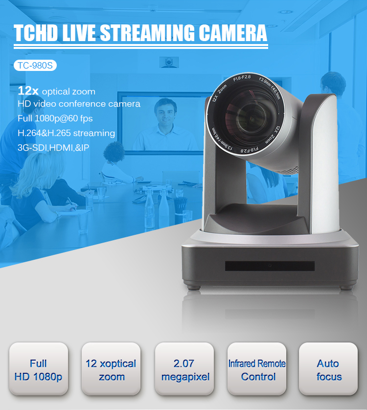CMOS Sensor 12x Zoom PTZ Camera For Live Streaming With NDI POE