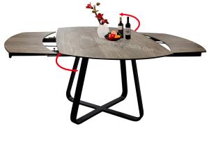 Quality Stylish 2 Meter Wood Grain Dining Table Ceramic Top Courtyard Use wholesale