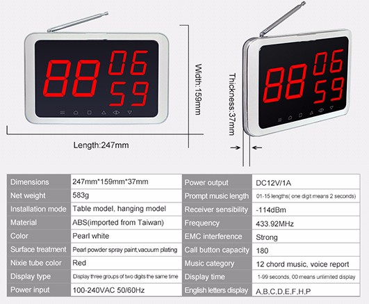 Ihome pager calling device restaurant waiting system