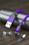 Magnetic Data cable 540° rotation USB Nylon Braided 3 in 1 data cable