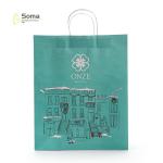 Twisted Handle Food Take Away Bule Printed Kraft Paper Bags