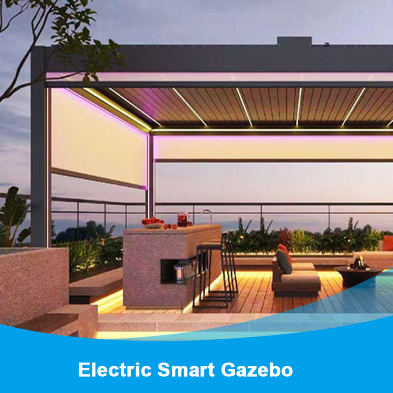Electric Louver Turning Pavilion Outdoor Villa Courtyard Smart Flip Ecological Sun Room Windproof Rolling Curtains Shade The Sun