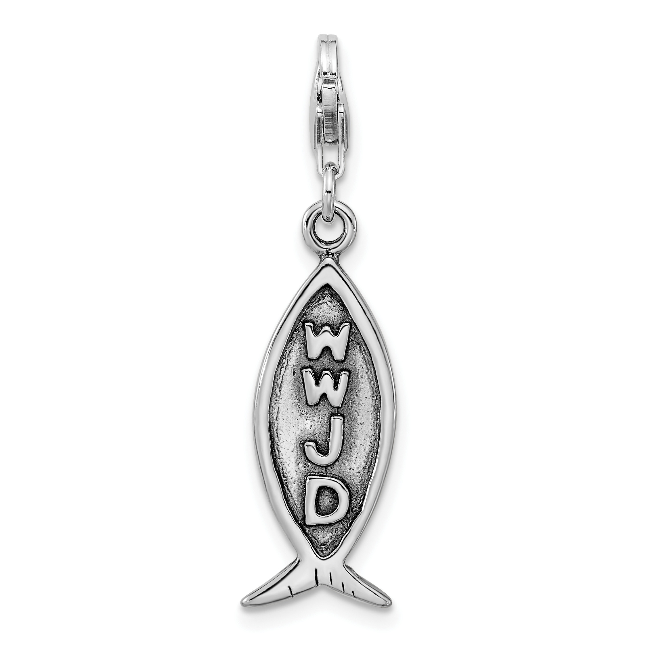 Carat in Karats Sterling Silver Antiqued Rhodium-Plated Lobster Clasp Pendant With Sterling Silver Cable Chain Necklace