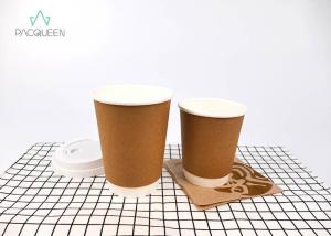 Quality White / Brown Disposable Paper Coffee Cups With Lids Eco Friendly Multiple Sizes wholesale