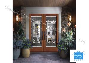 Quality Bevel Custom Glass Window Panels , Theft Proof Brass Decorative Art Glass wholesale