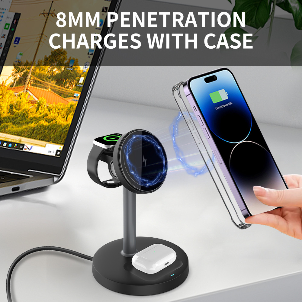 5V/3A 3 in 1 Multi-functional Wireless Charger CE/FCC/RoHS/UKCA Certified