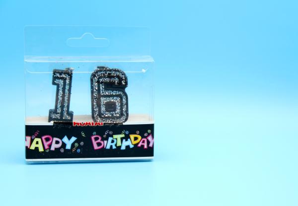 Handmade Glitter Black Birthday Candles With Silver Laser Paillette Customized