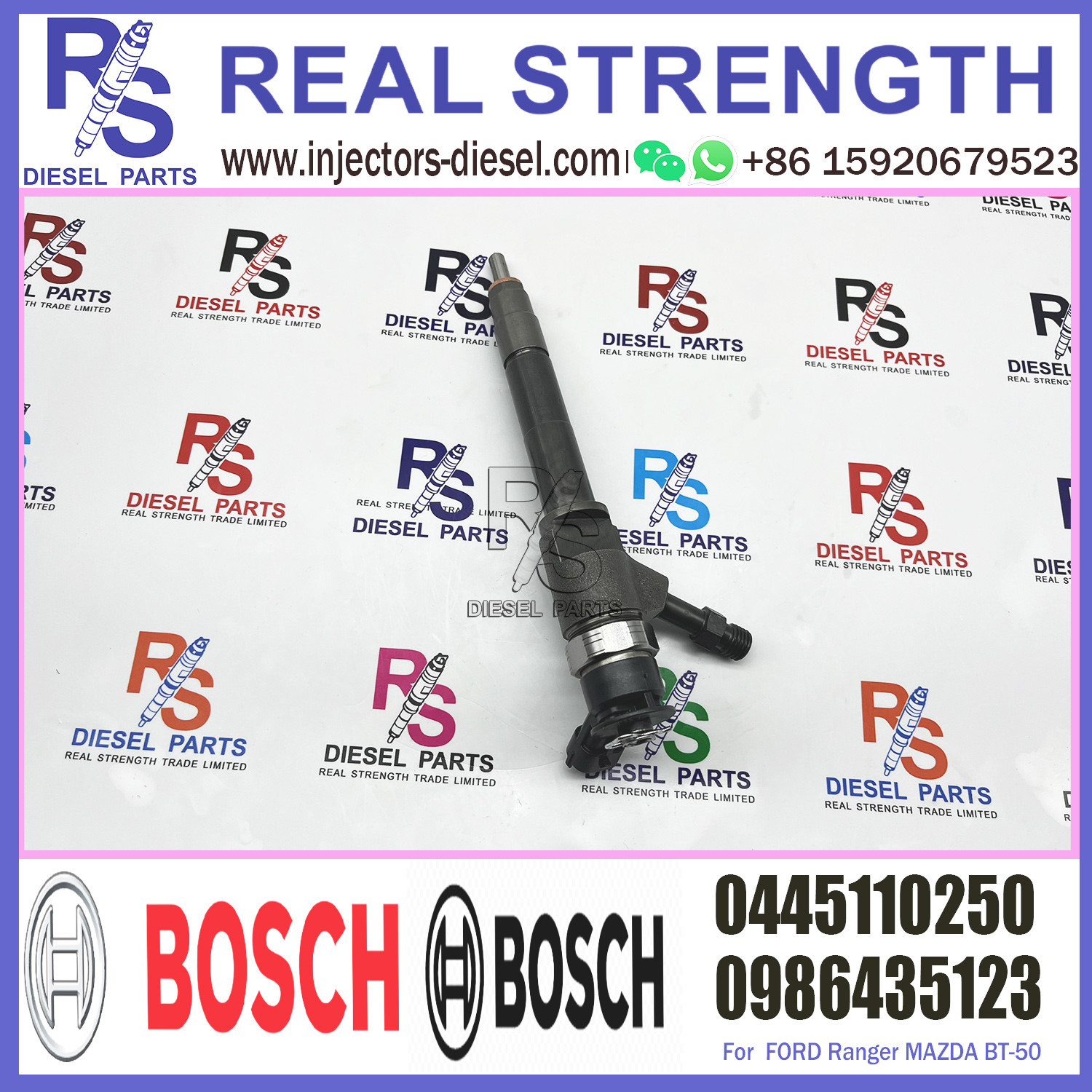 Diesel Fuel Injector WLAA13H50 0445110250 For Mazda BT-50 2.5 CDVi