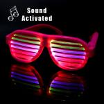 Pink Frame Sound Activated LED Shutter Shades Glasses For Concerts, Party, Night