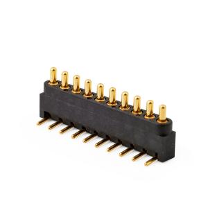 Quality 2.54mm pitch 10pin Right Angle Male Brass Spring Loaded Magnetic Pogo Pin Connector wholesale
