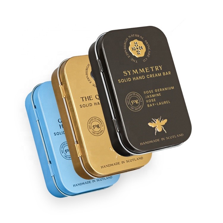 Small Tins with Embossment Mint Hinged Tin Box Mini Metal Tins with Lids