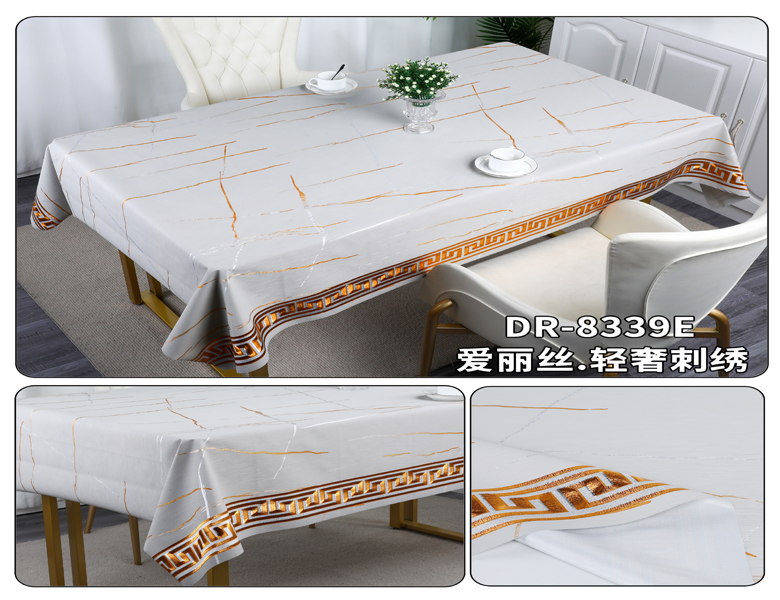 Floral Pattern Transparent Plastic Tablecloth for 6 Seater Rectangular Table Wedding Blue