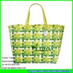 LDSL-027 mixed color beach totes women shopping bag pp strap woven straw tote