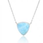 925 Larimar Sterling Silver Necklace Oval Cabochon Gemstones OEM
