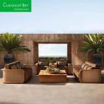 Hotel Function Patio Garden Outdoor Furniture Weathered Solid Wood Daybed Lounge