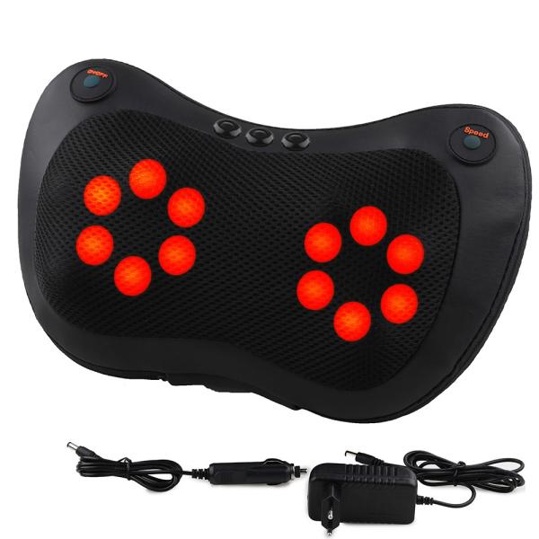Black Color Infrared Neck Massager , Electric Neck Pillow With Springy Massage