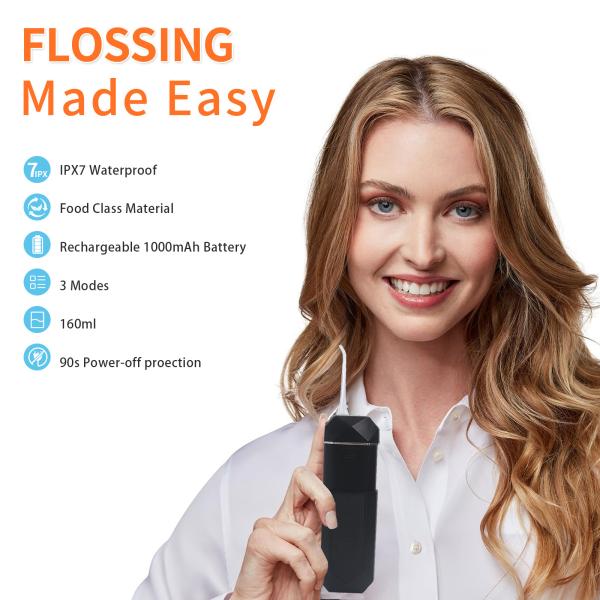 Travel-friendly Portable Water Flosser with Long-lasting Battery and IPX7