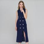 Alibaba wholesale blue sleeveless blazer dress