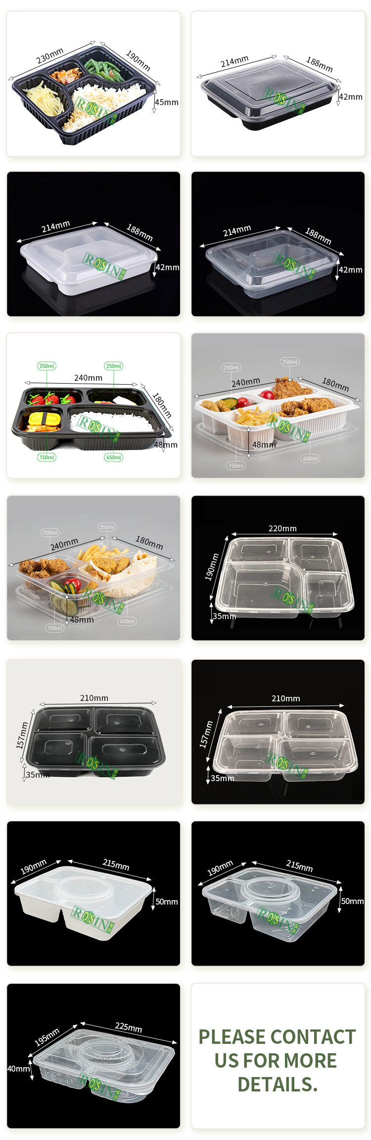 Customized Disposable Meal Box 5 Compartments With Round Soup Bowl