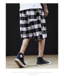 BEIANJI Cotton Polyester Black White Checkered Shorts Garment Dyed