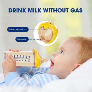 Quality Medium Slow Flow Milk Flip Cap Baby Bottle Triangle Anti Colic Wide Neck 180ml wholesale