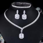 Hot Selling Luxury Leaf Engagement CZ Earring Necklace Bracele Bridal Jewelry